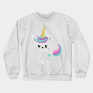 Unicorn Cat, Cute Cat, Gray Cat, Little Cat, Kitty Crewneck Sweatshirt